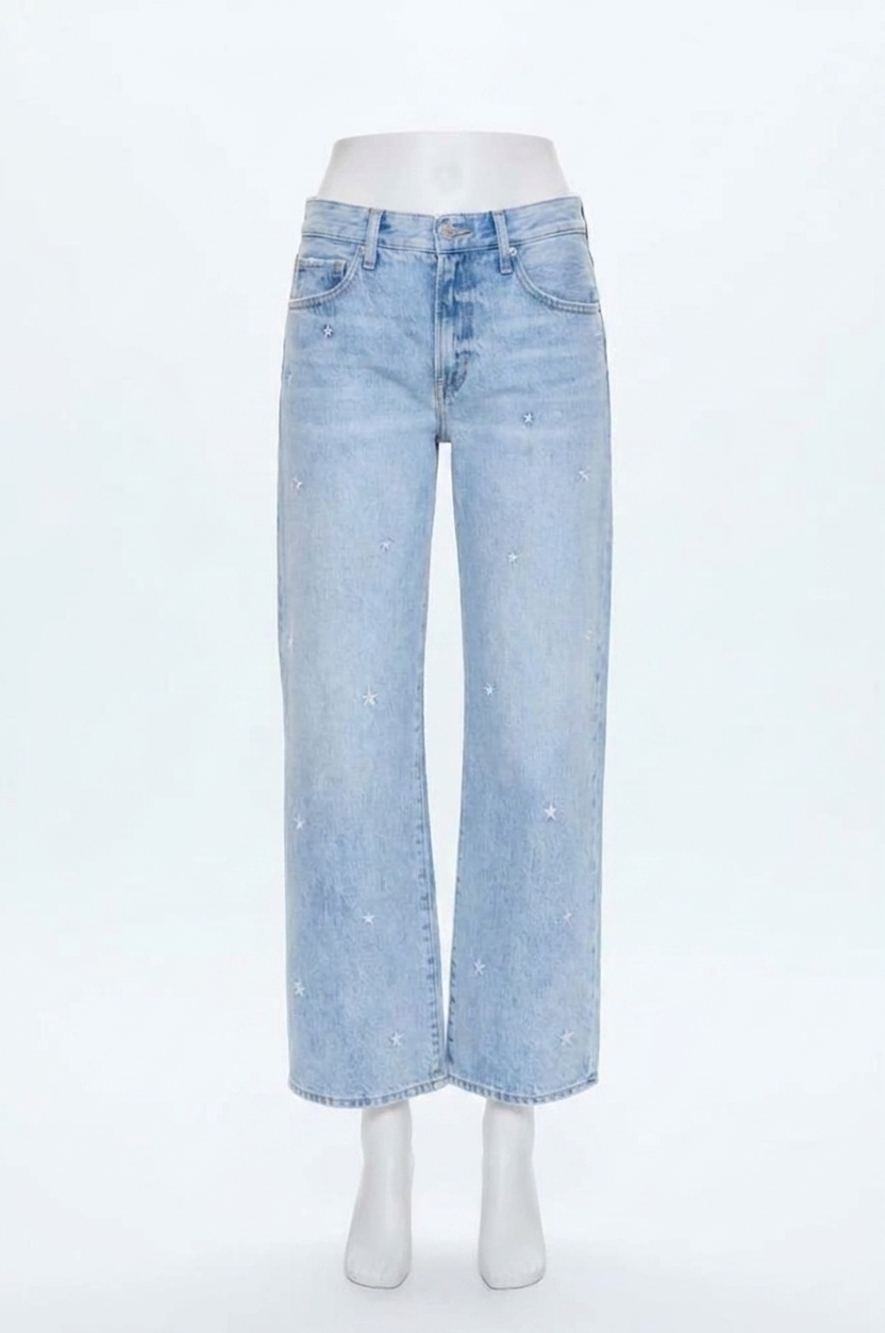 NEW PISTOLA women's lexi mid rise bowed straight denim in stellar